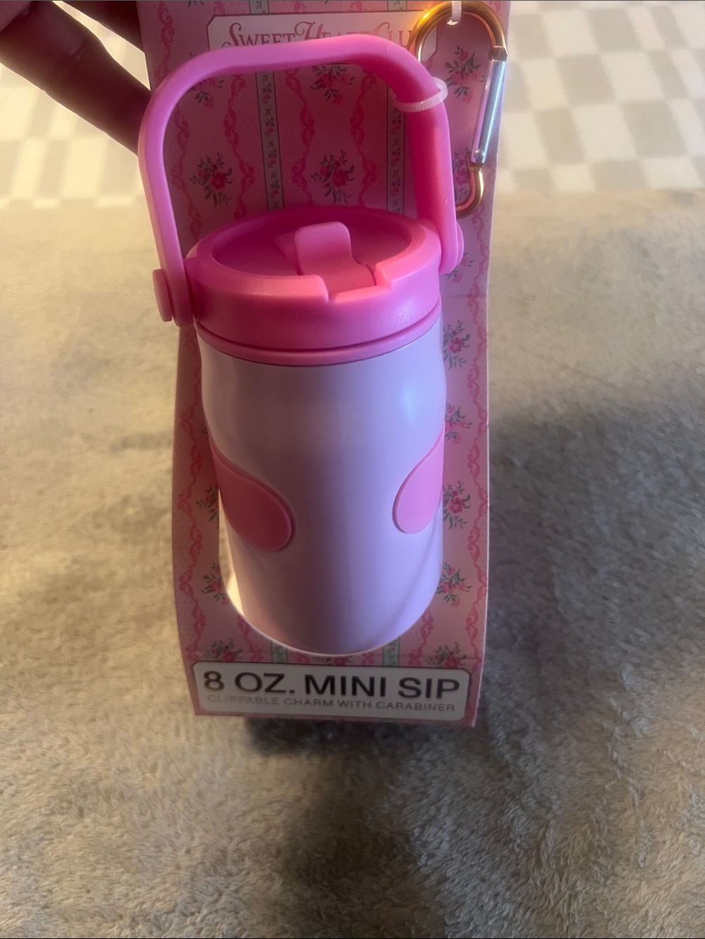 Pink 8 oz. Mini Sip Charm with Carabiner - Travel-Friendly Bath & Body Accessory